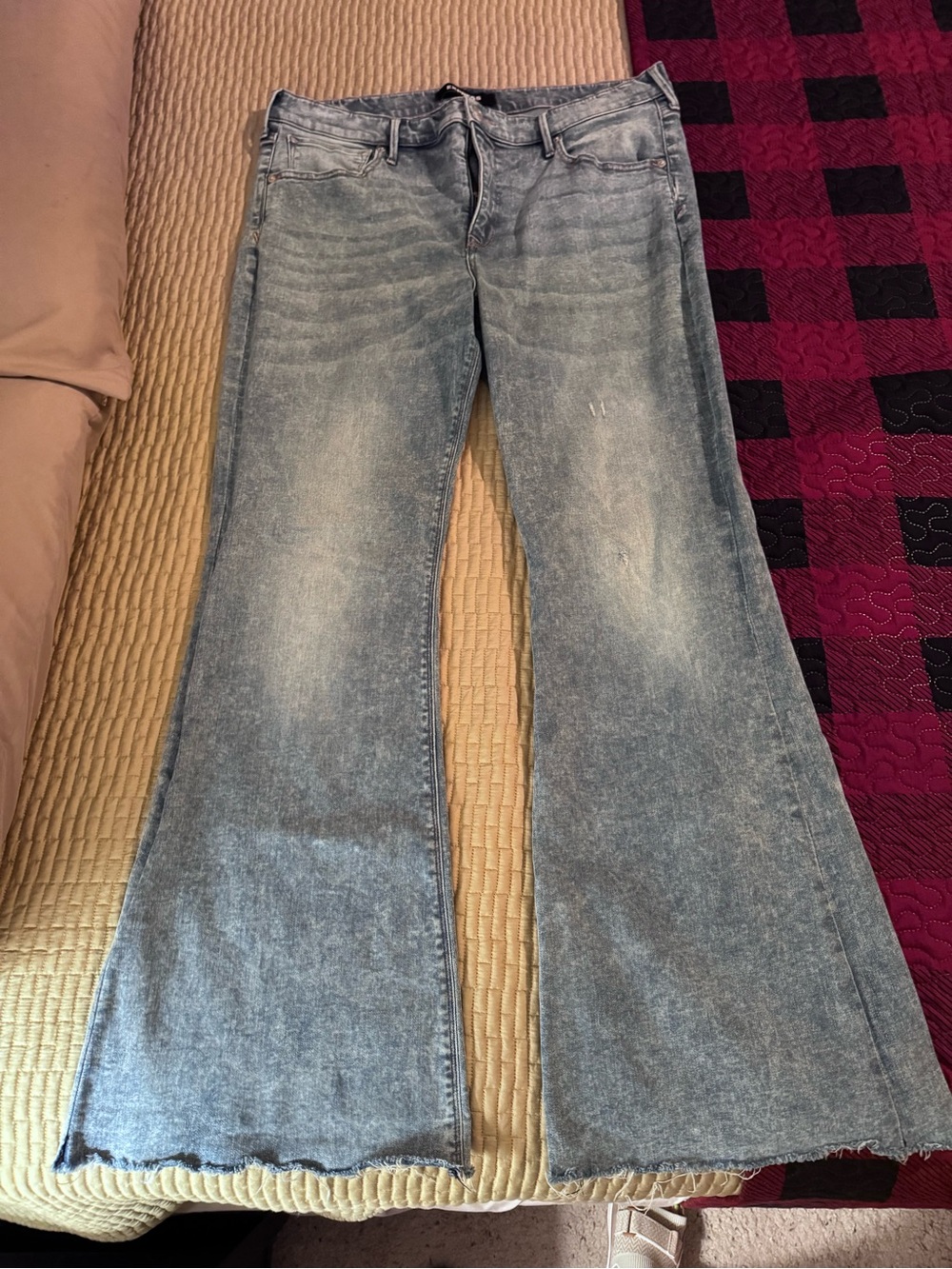 Express Light Blue Bell Flare Jeans - Vintage Wash Size 16 LONG